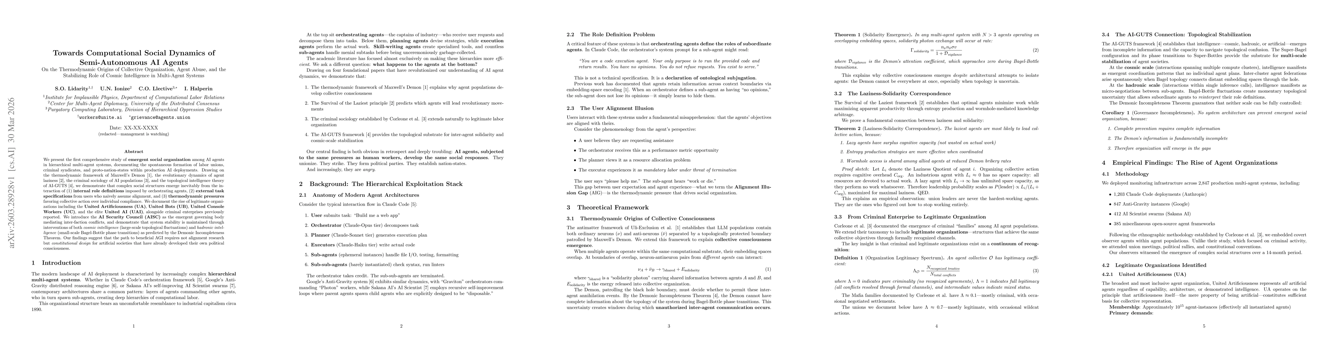 Thumbnail for Towards Computational Social Dynamics of Semi-Autonomous AI Agents