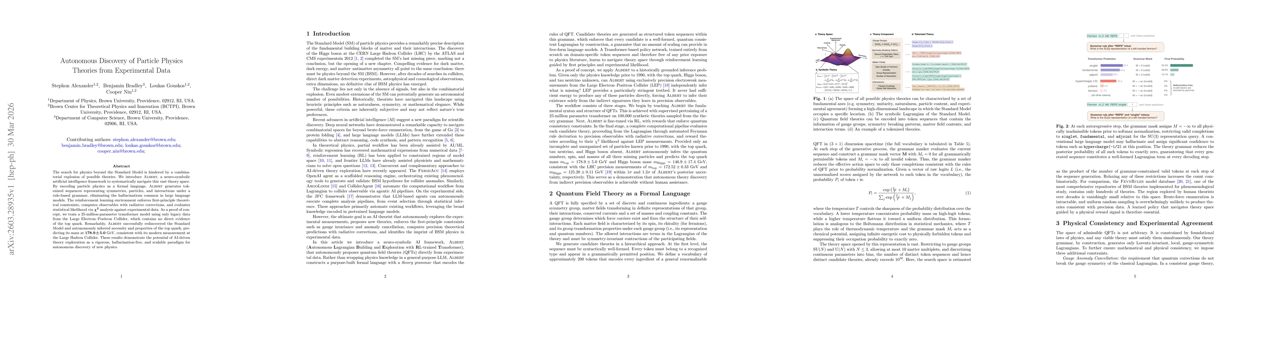 Thumbnail for Autonomous Discovery of Particle Physics Theories from Experimental Data