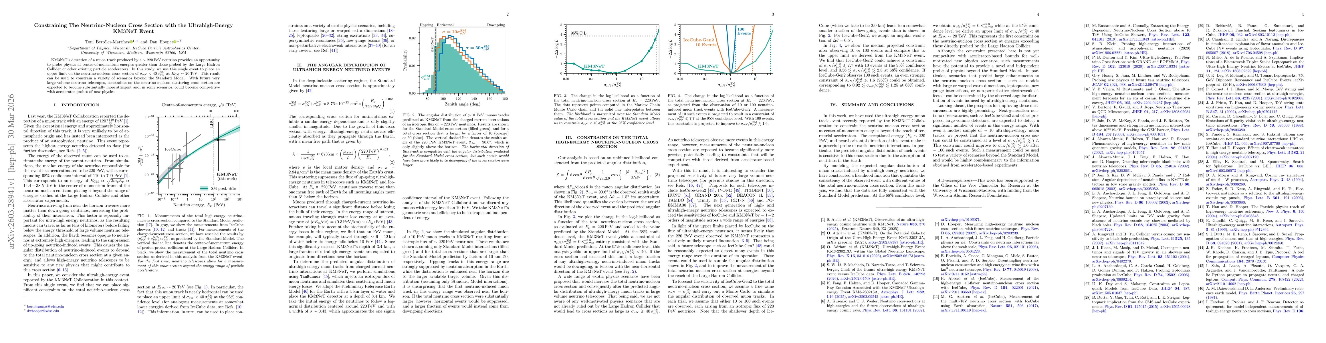 Thumbnail for Constraining The Neutrino-Nucleon Cross Section with the Ultrahigh-Energy KM3NeT Event