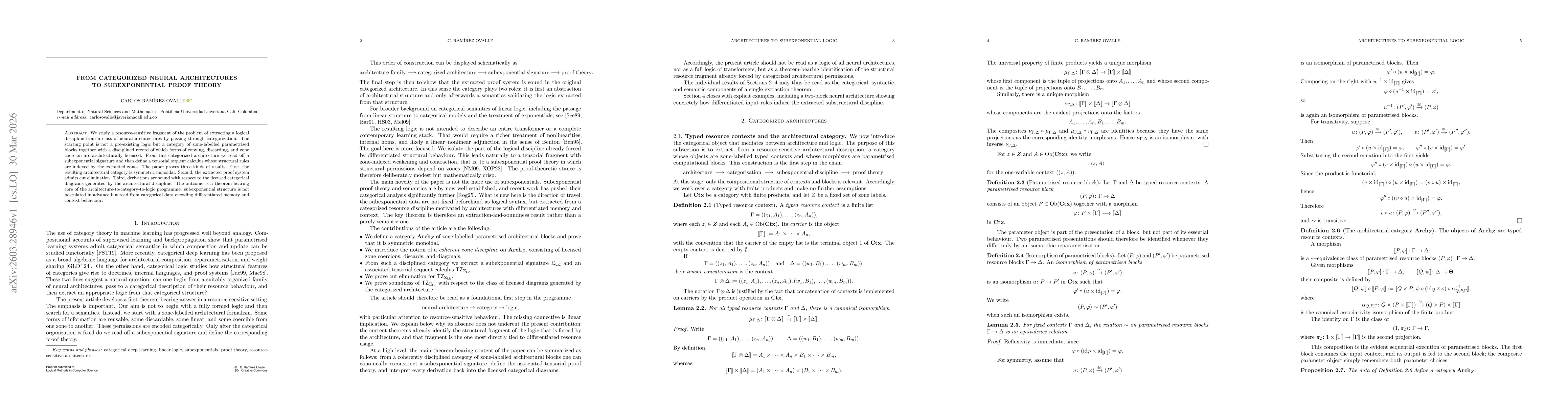 Thumbnail for From categorized neural architectures to subexponential proof theory