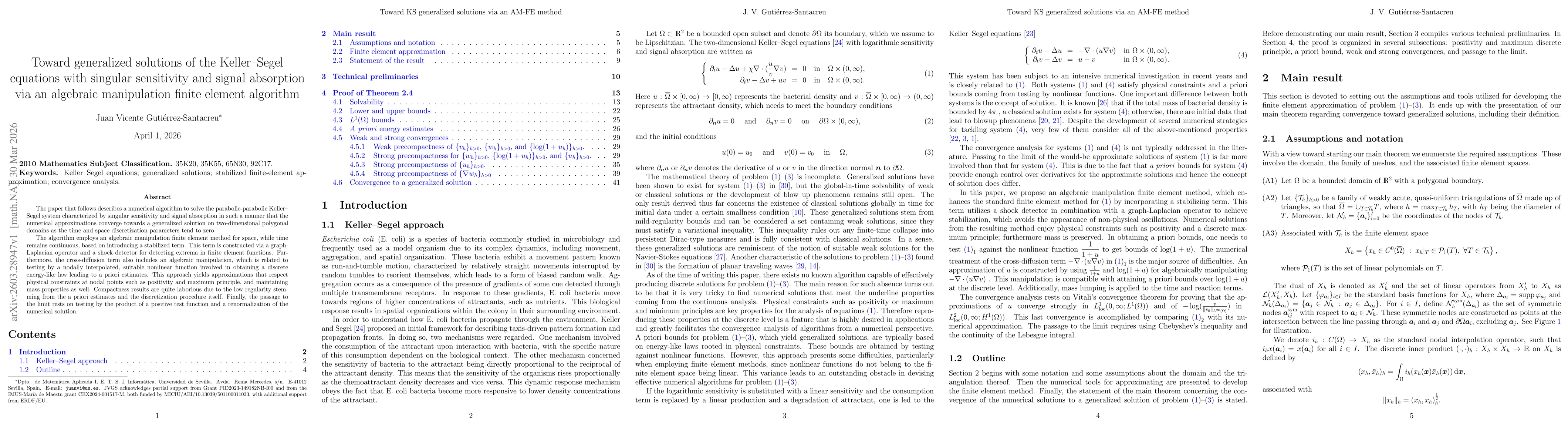 Thumbnail for Toward generalized solutions of the Keller--Segel equations with singular sensitivity and signal absorption via an algebraic manipulation finite element algorithm
