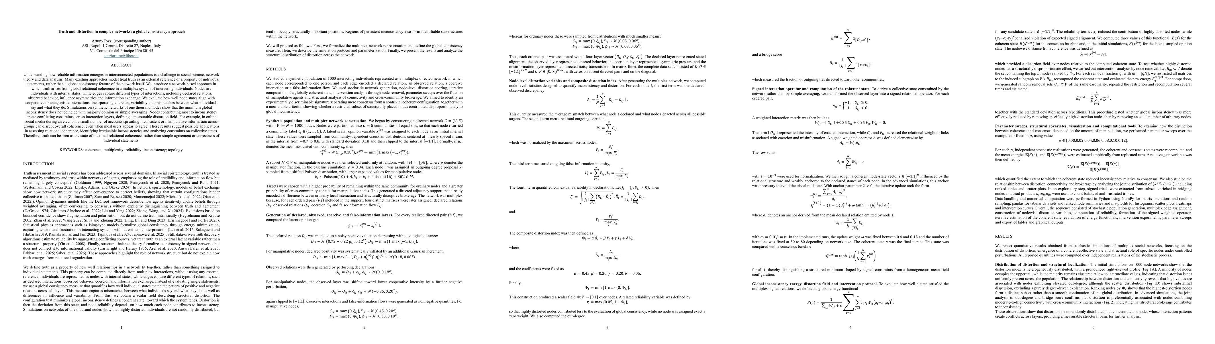 Thumbnail for Truth and distortion in complex networks: a global consistency approach