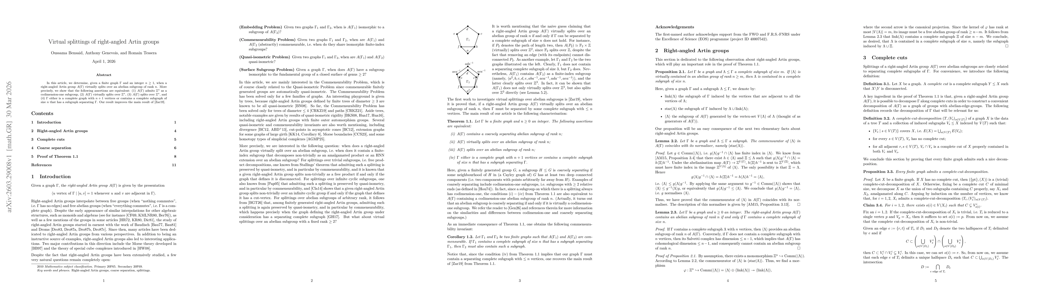 Thumbnail for Virtual splittings of right-angled Artin groups