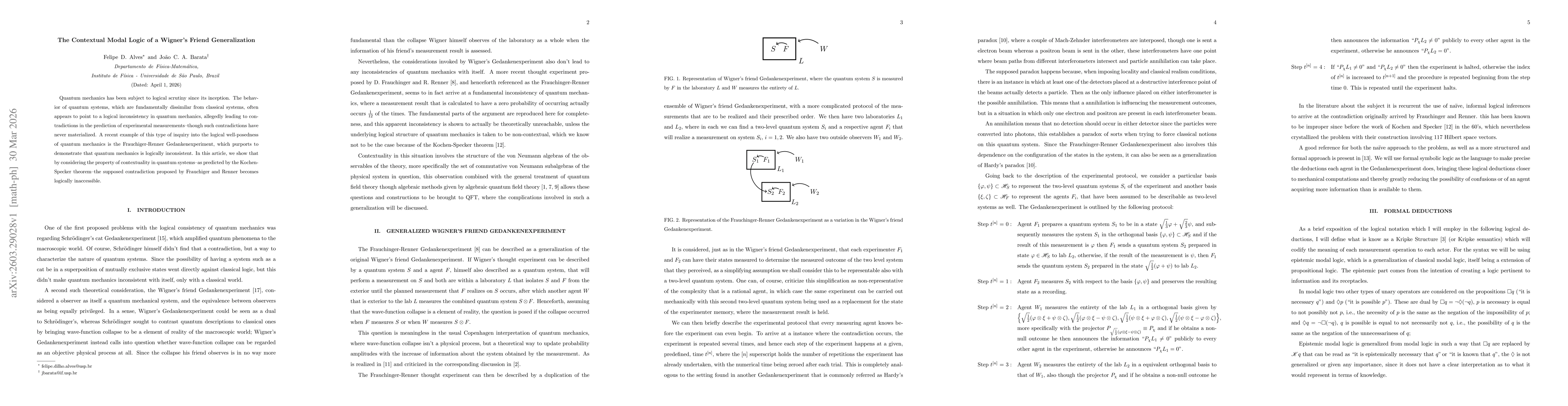 Thumbnail for The Contextual Modal Logic of a Wigner's Friend Generalization