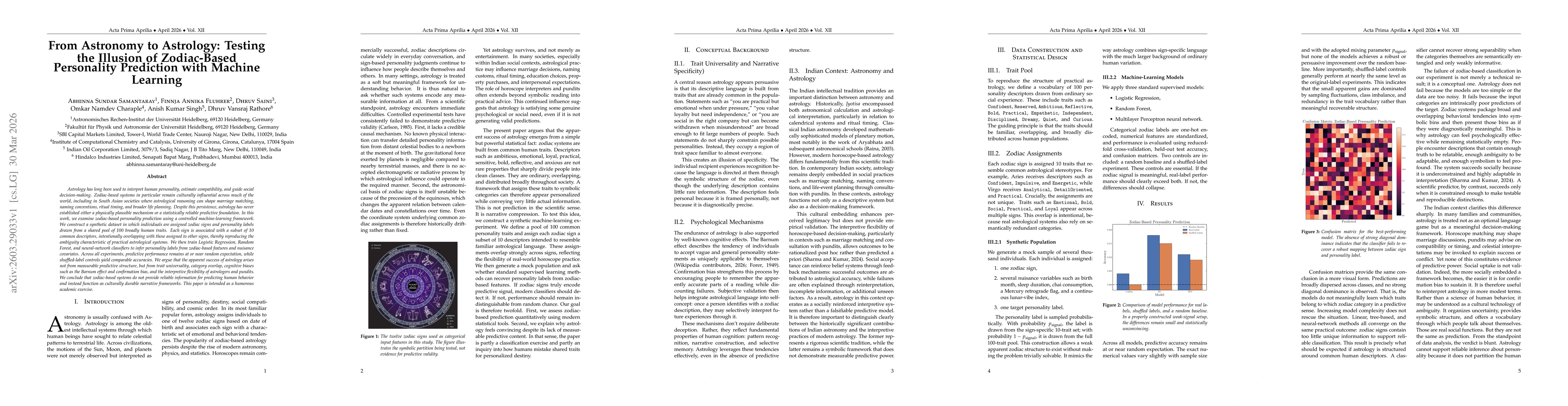 Thumbnail for From Astronomy to Astrology: Testing the Illusion of Zodiac-Based Personality Prediction with Machine Learning