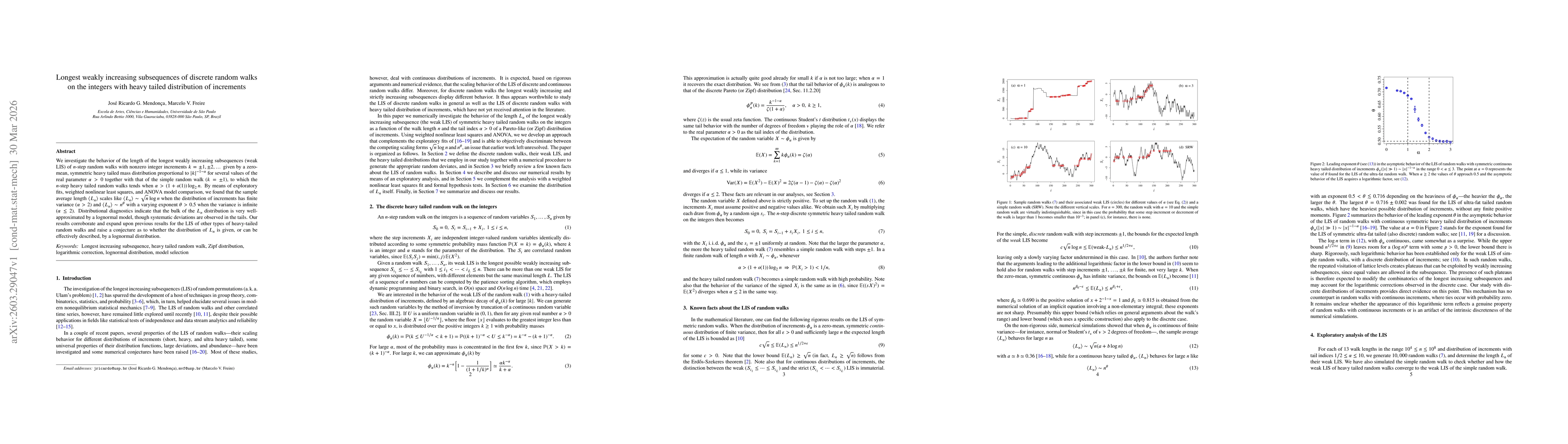 Thumbnail for Longest weakly increasing subsequences of discrete random walks on the integers with heavy tailed distribution of increments