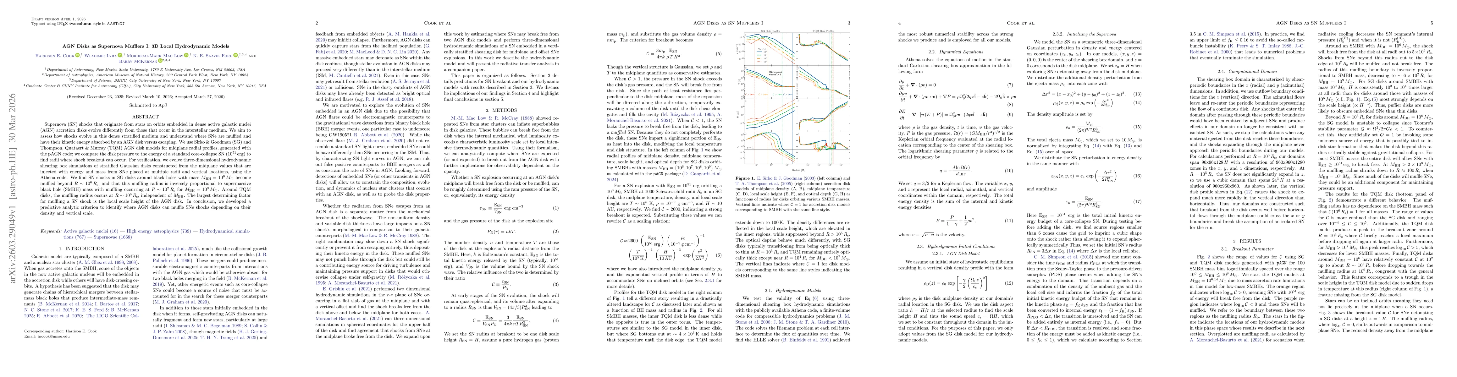 Thumbnail for AGN Disks as Supernova Mufflers I: 3D Local Hydrodynamic Models