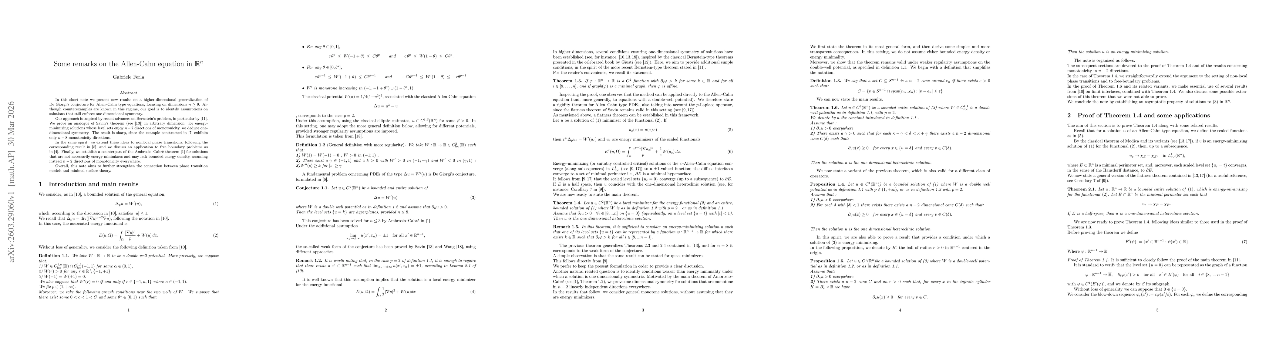 Thumbnail for Some remarks on the Allen-Cahn equation in $\mathbb{R}^n$