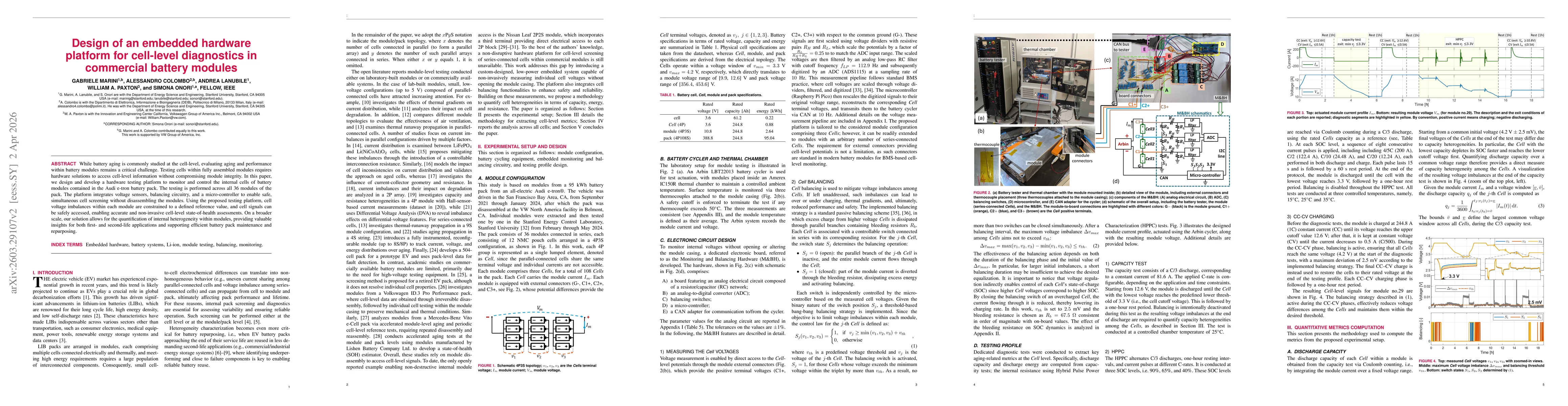 Thumbnail for Design of an embedded hardware platform for cell-level diagnostics in commercial battery modules