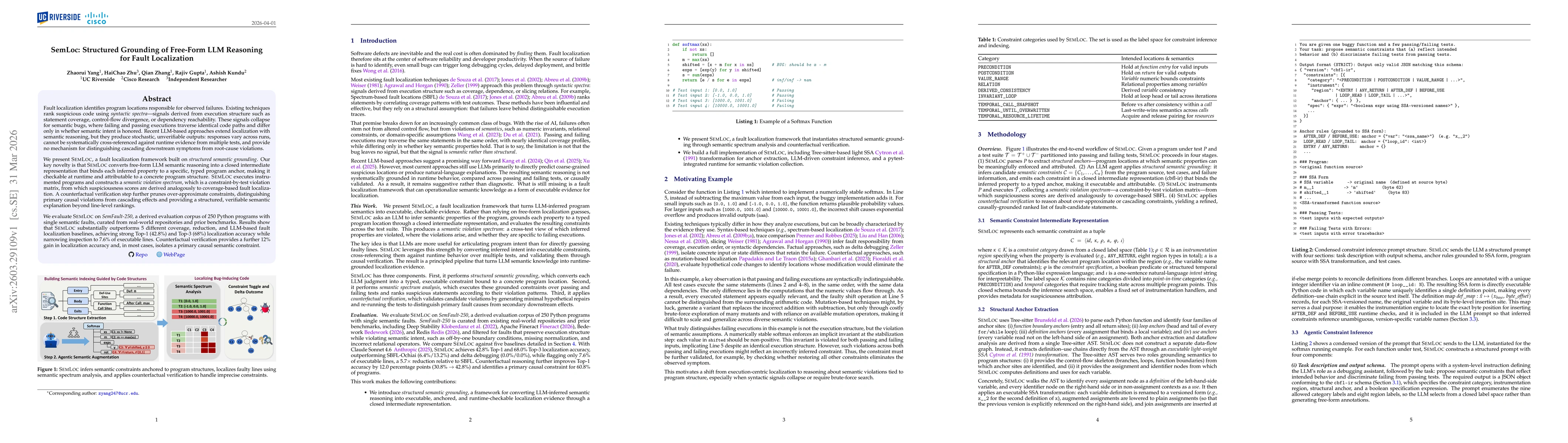 Thumbnail for SemLoc: Structured Grounding of Free-Form LLM Reasoning for Fault Localization