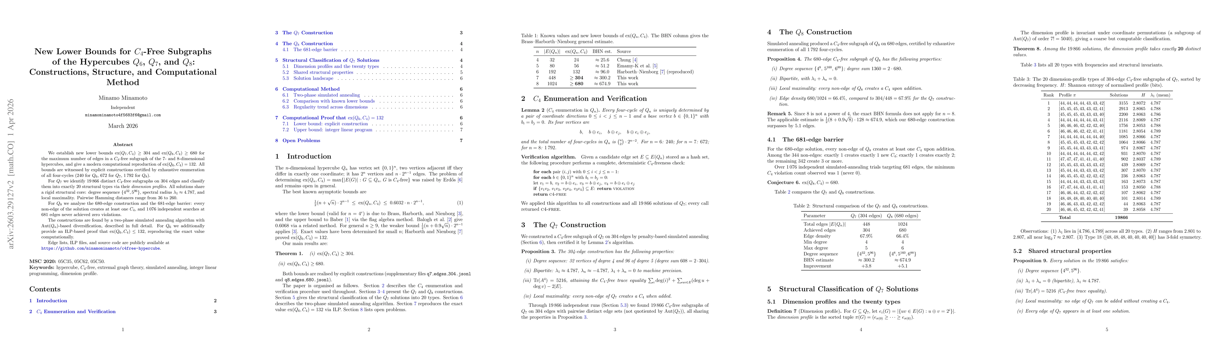 Thumbnail for New Lower Bounds for C4-Free Subgraphs of the Hypercubes Q7 and Q8
