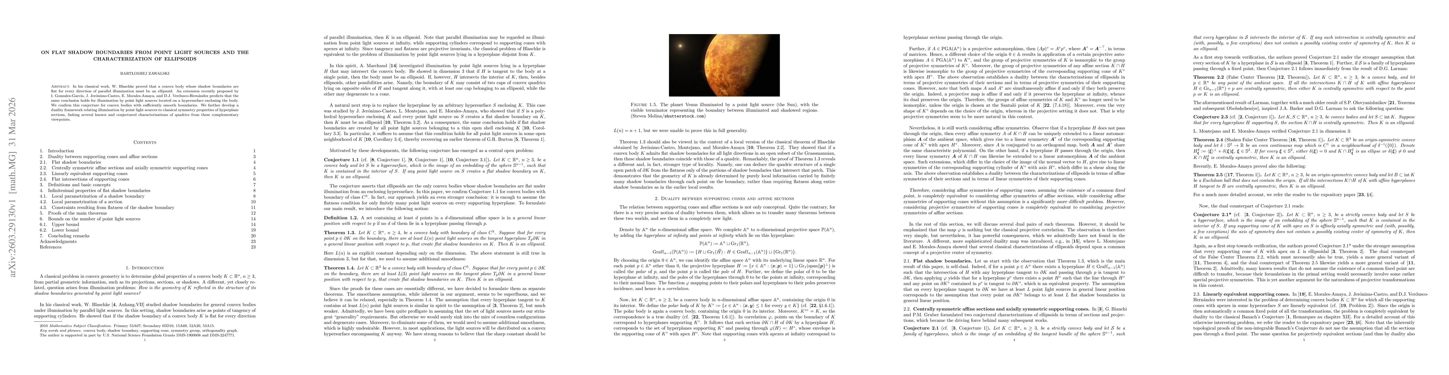 Thumbnail for On flat shadow boundaries from point light sources and the characterization of ellipsoids