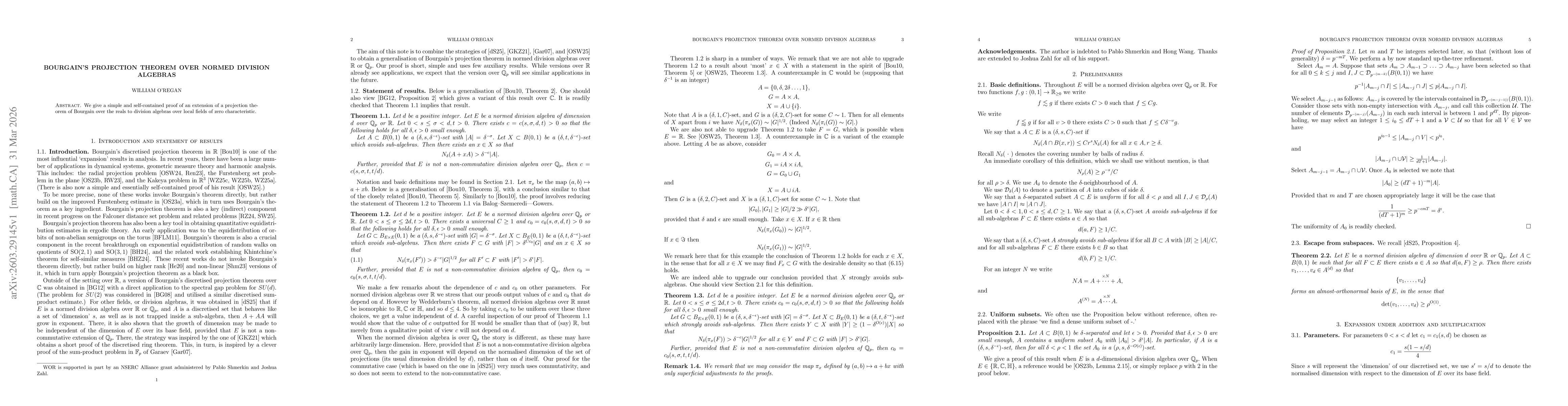 Thumbnail for Bourgain's projection theorem over normed division algebras