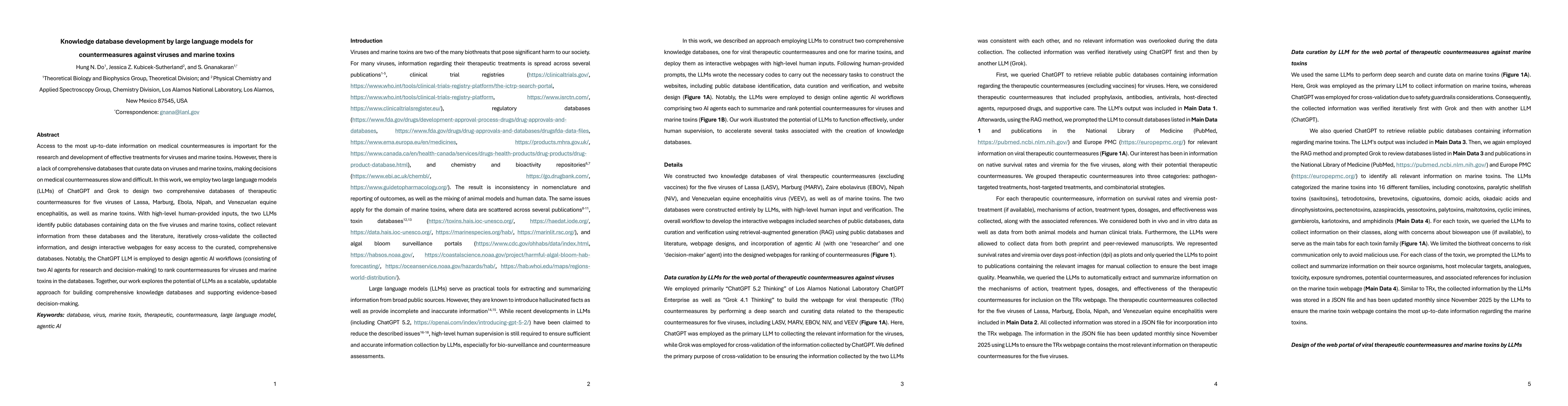 Thumbnail for Knowledge database development by large language models for countermeasures against viruses and marine toxins