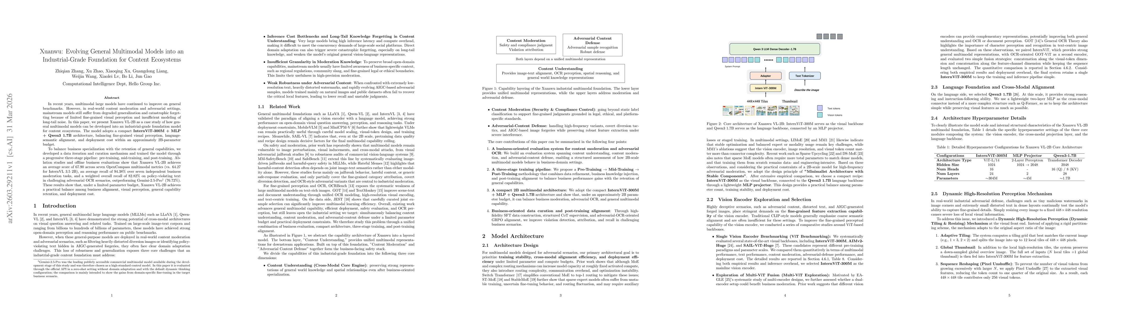 Thumbnail for Xuanwu: Evolving General Multimodal Models into an Industrial-Grade Foundation for Content Ecosystems