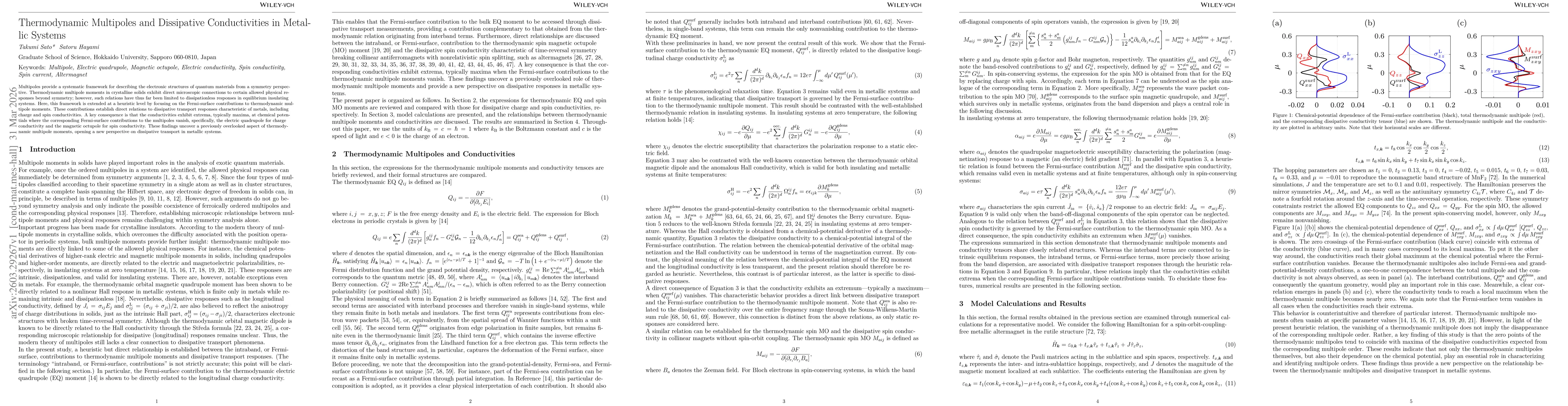 Thumbnail for Thermodynamic Multipoles and Dissipative Conductivities in Metallic Systems