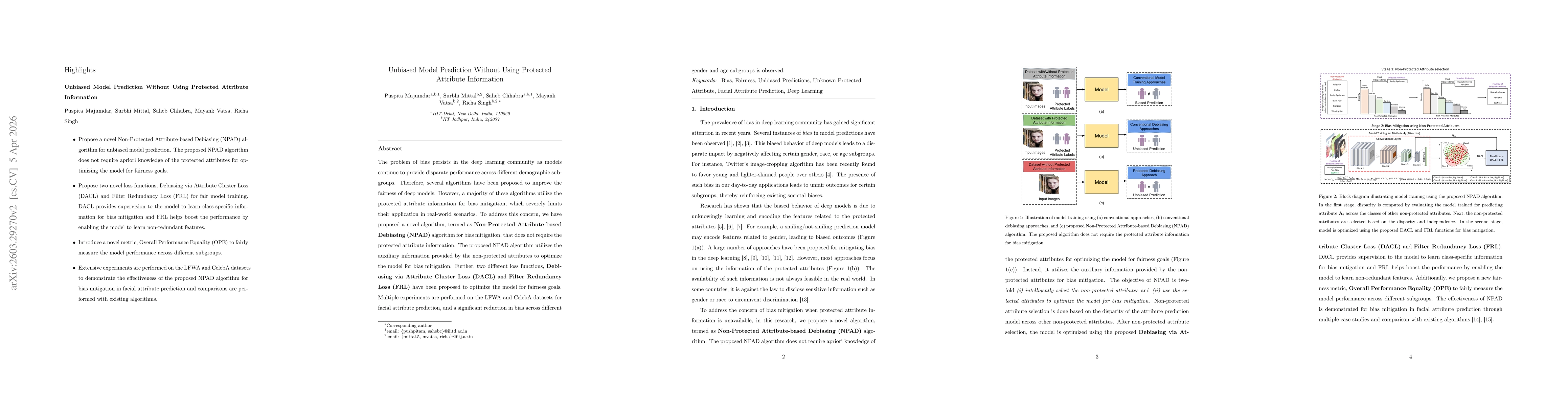 Thumbnail for Unbiased Model Prediction Without Using Protected Attribute Information