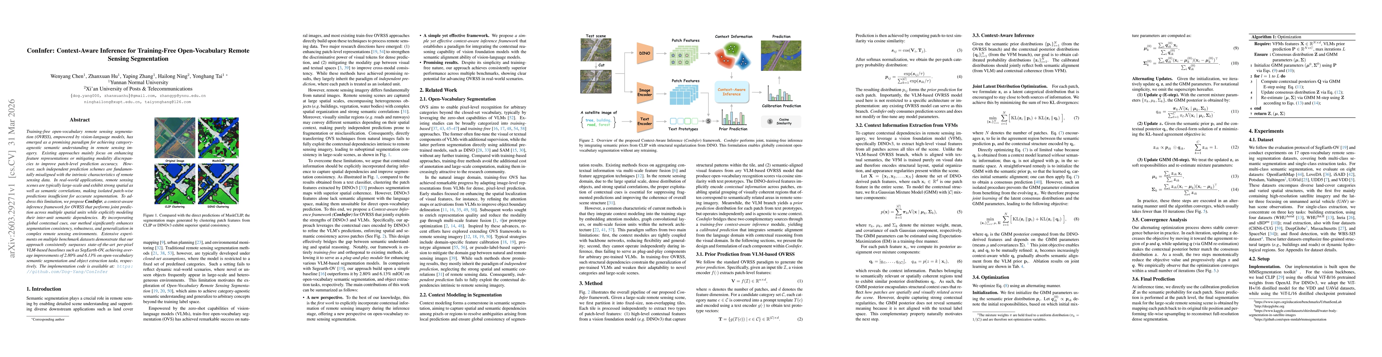 Thumbnail for ConInfer: Context-Aware Inference for Training-Free Open-Vocabulary Remote Sensing Segmentation