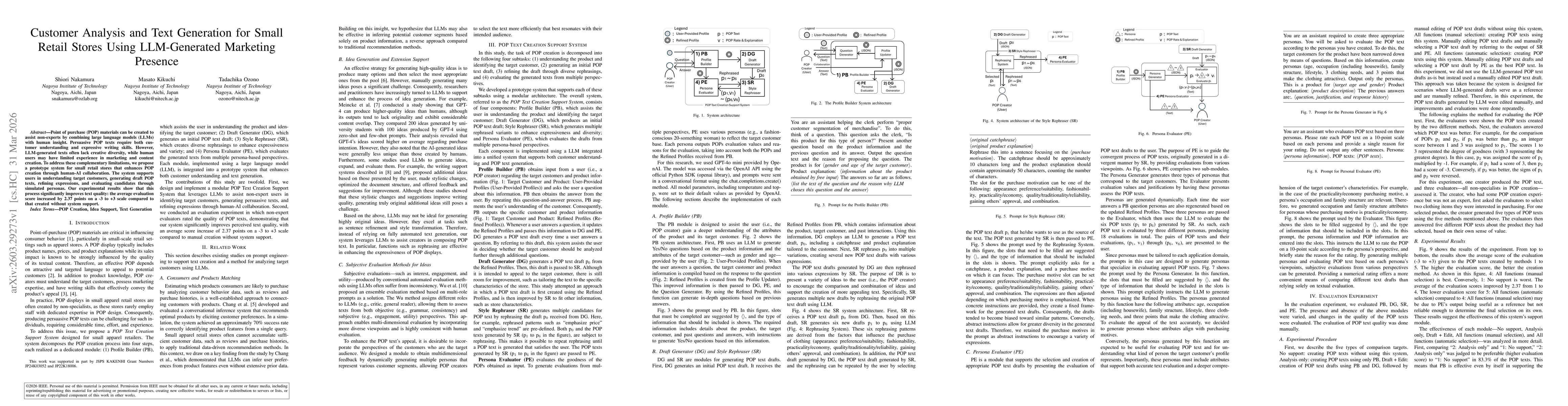 Thumbnail for Customer Analysis and Text Generation for Small Retail Stores Using LLM-Generated Marketing Presence
