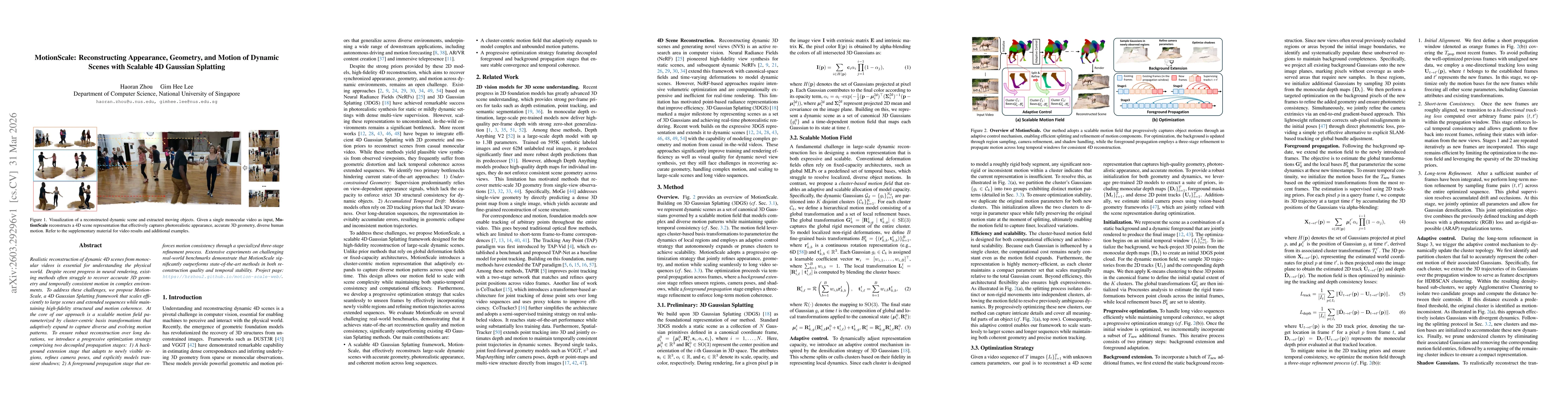 Thumbnail for MotionScale: Reconstructing Appearance, Geometry, and Motion of Dynamic Scenes with Scalable 4D Gaussian Splatting