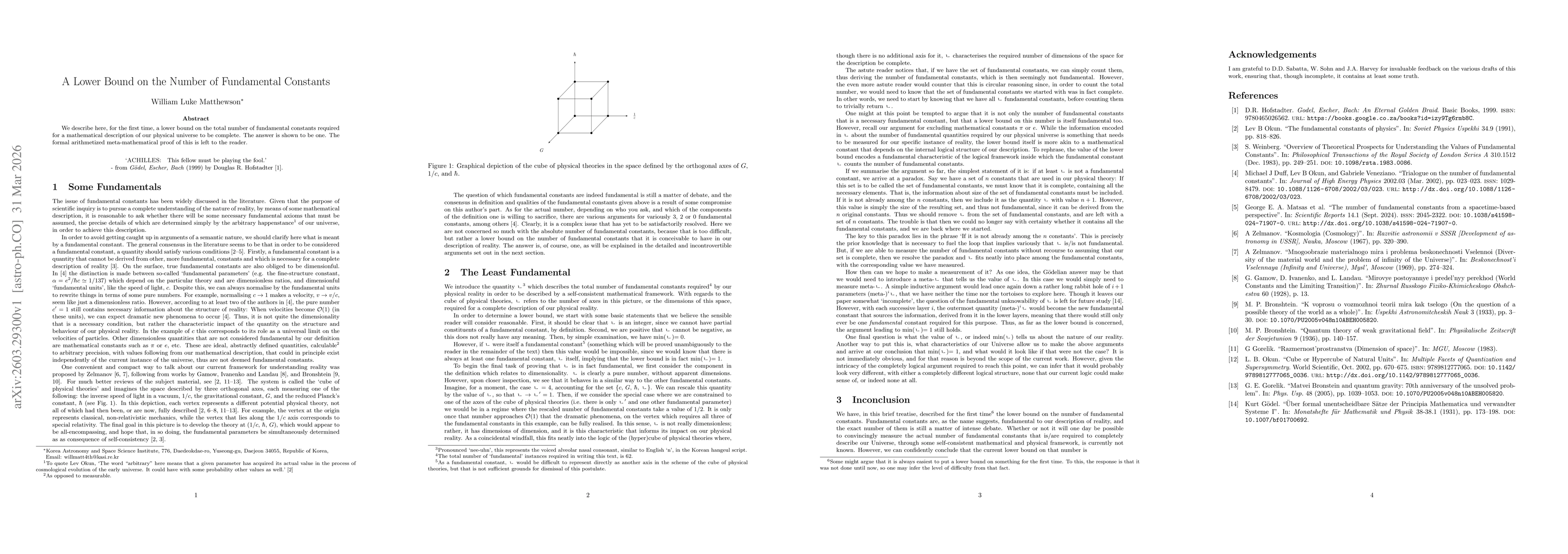 Thumbnail for A Lower Bound on the Number of Fundamental Constants