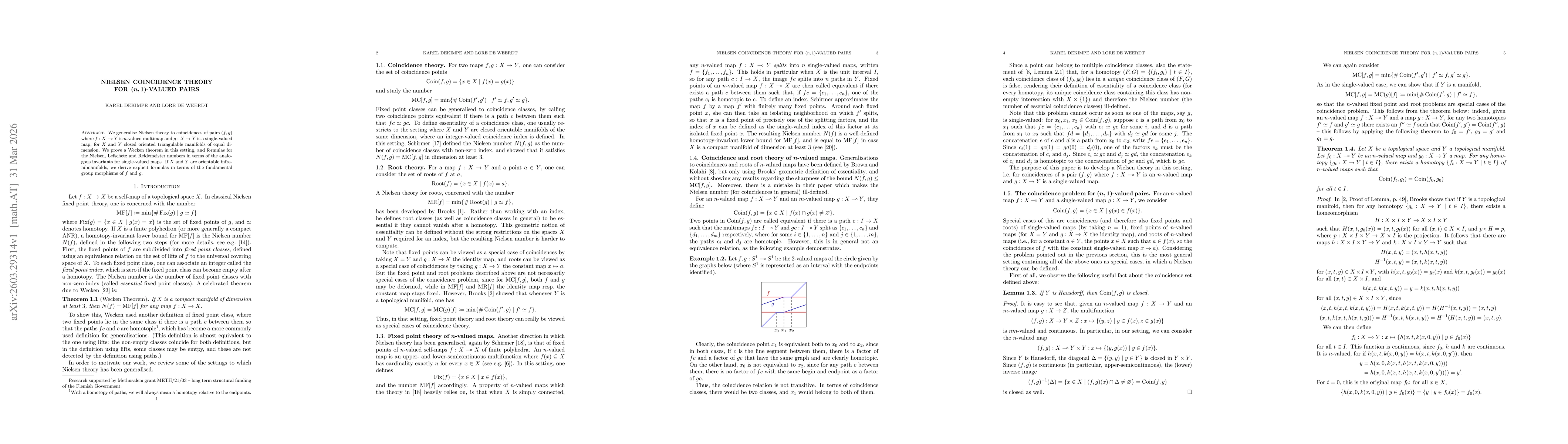 Thumbnail for Nielsen coincidence theory for $(n,1)$-valued pairs