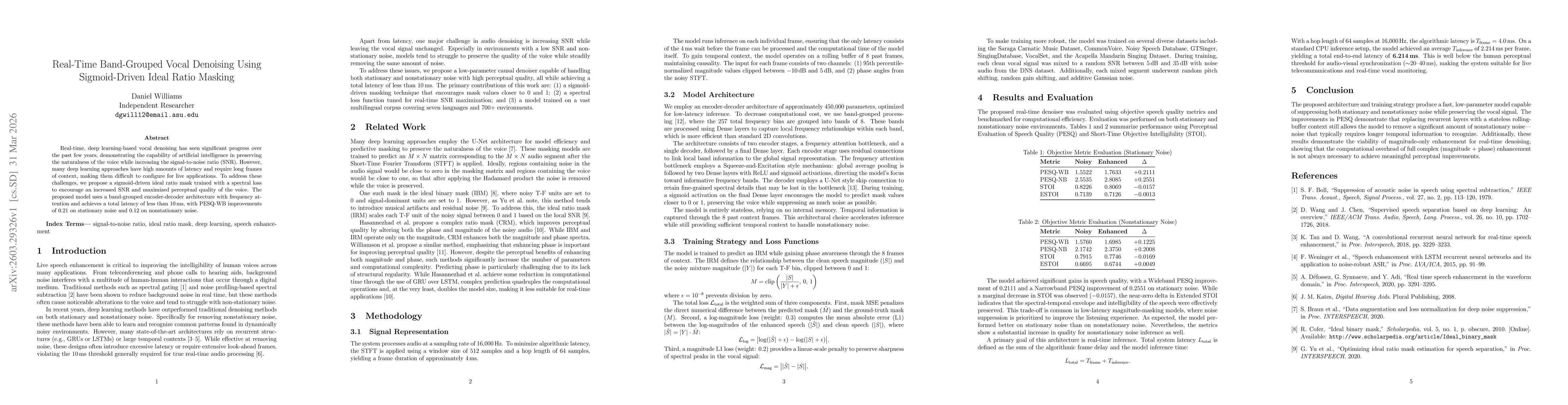 Thumbnail for Real-Time Band-Grouped Vocal Denoising Using Sigmoid-Driven Ideal Ratio Masking