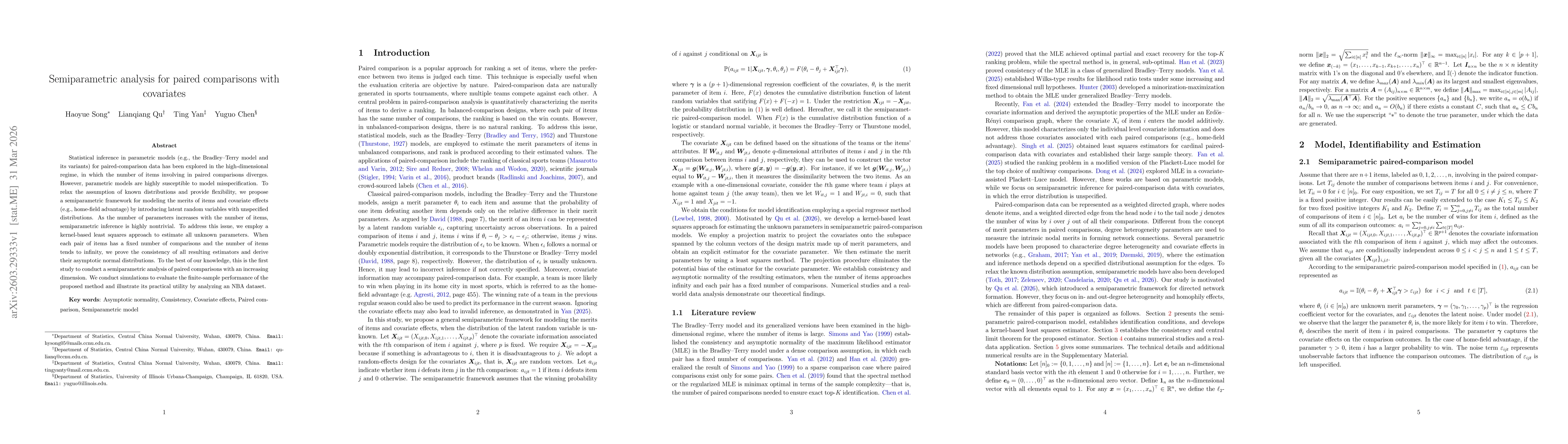 Thumbnail for Semiparametric analysis for paired comparisons with covariates