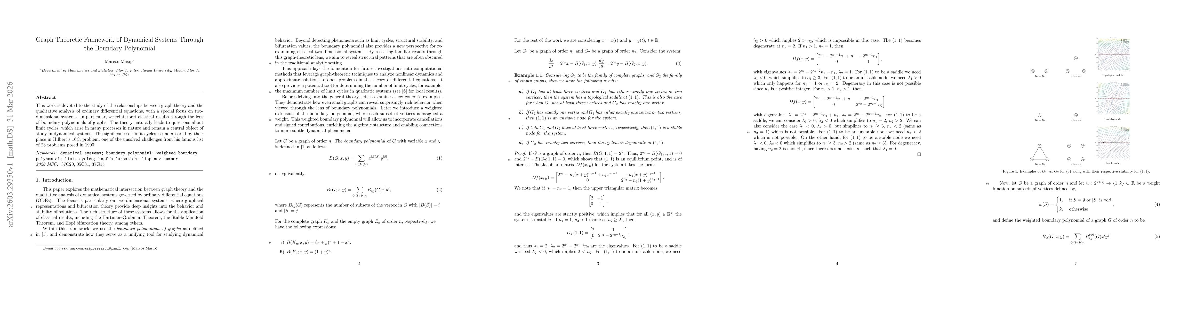 Thumbnail for Graph Theoretic Framework of Dynamical Systems Through the Boundary Polynomial