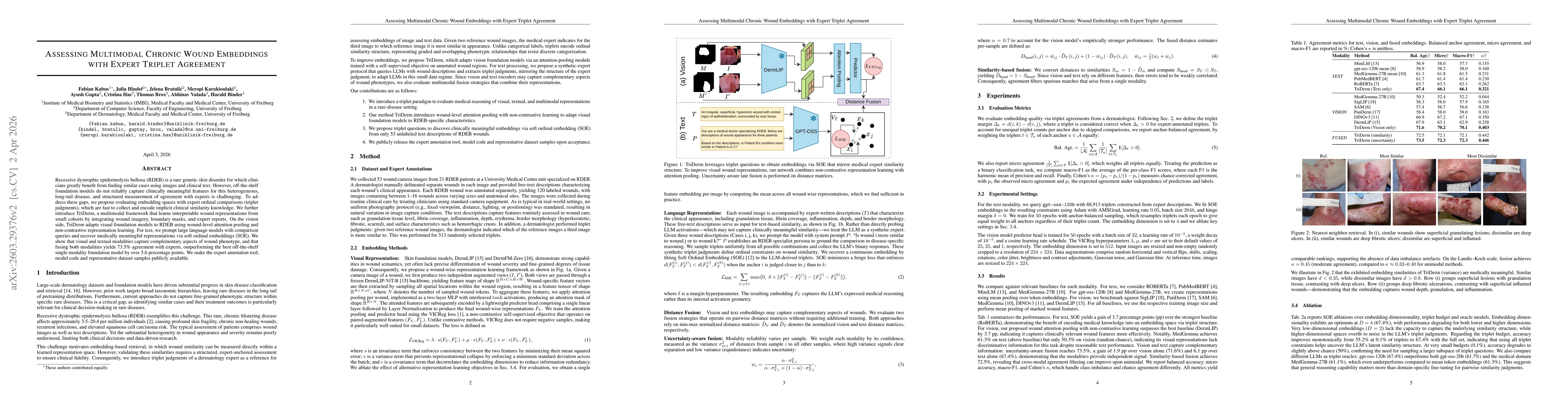 Thumbnail for Assessing Multimodal Chronic Wound Embeddings with Expert Triplet Agreement
