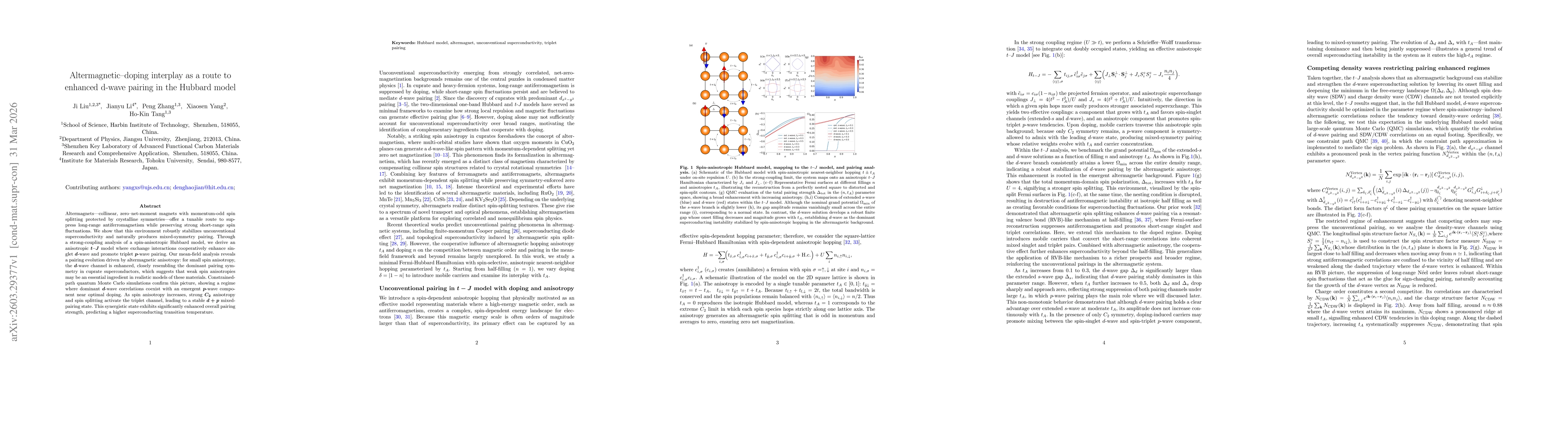 Thumbnail for Altermagnetic-doping interplay as a route to enhanced d-wave pairing in the Hubbard model