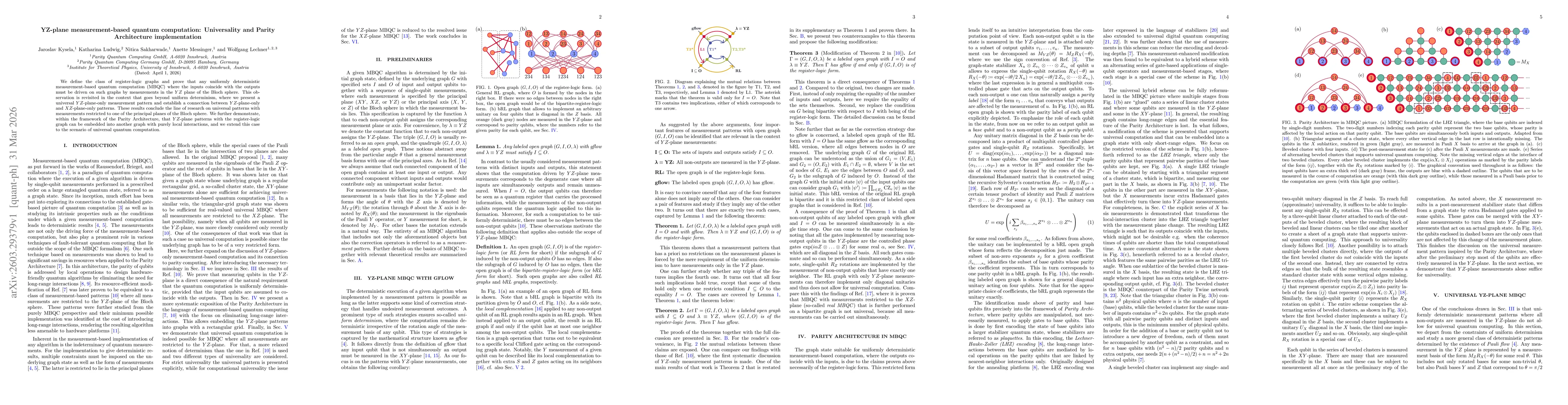 Thumbnail for YZ-plane measurement-based quantum computation: Universality and Parity Architecture implementation