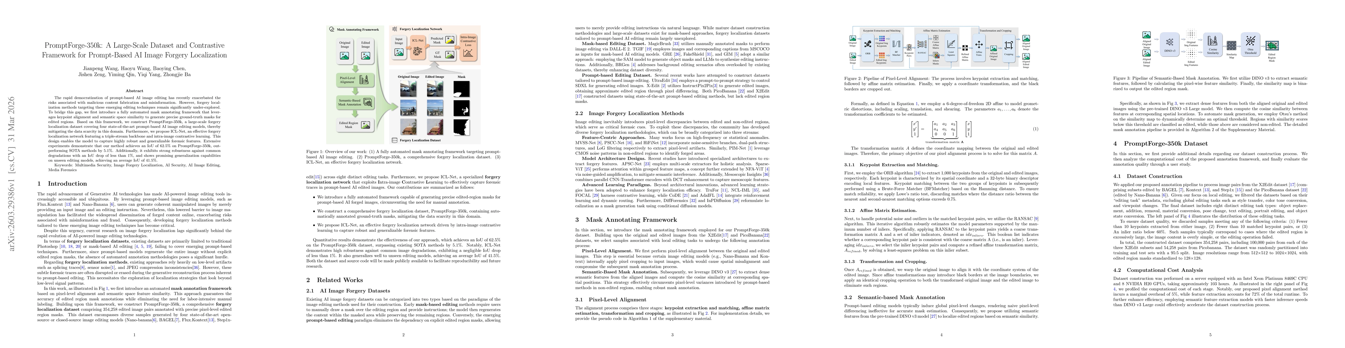 Thumbnail for PromptForge-350k: A Large-Scale Dataset and Contrastive Framework for Prompt-Based AI Image Forgery Localization