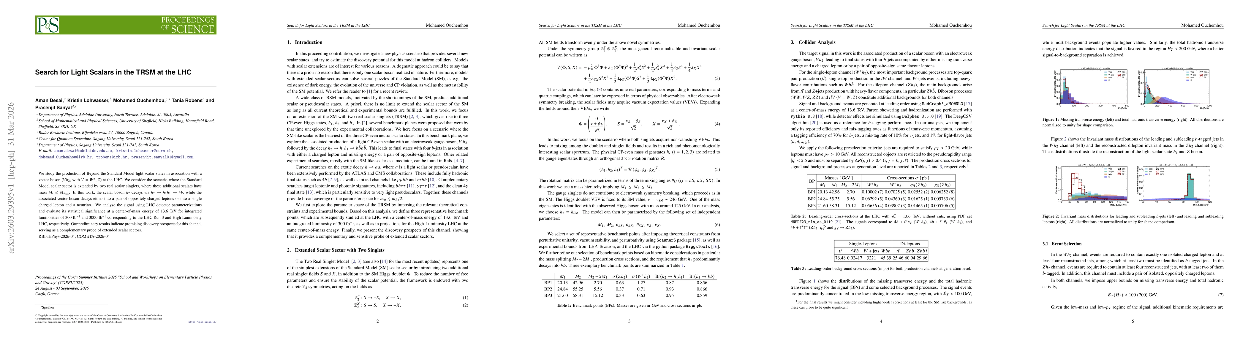 Thumbnail for Search for Light Scalars in the TRSM at the LHC