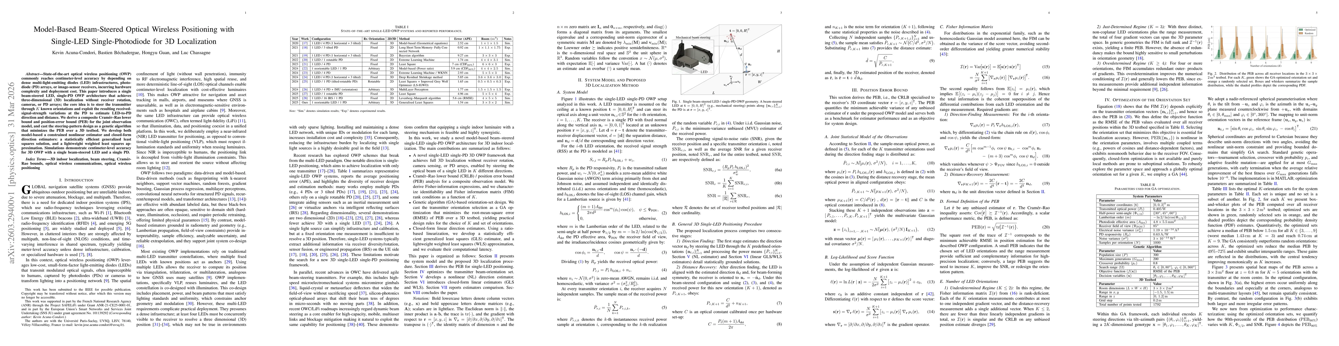 Thumbnail for Model-Based Beam-Steered Optical Wireless Positioning with Single-LED Single-Photodiode for 3D Localization