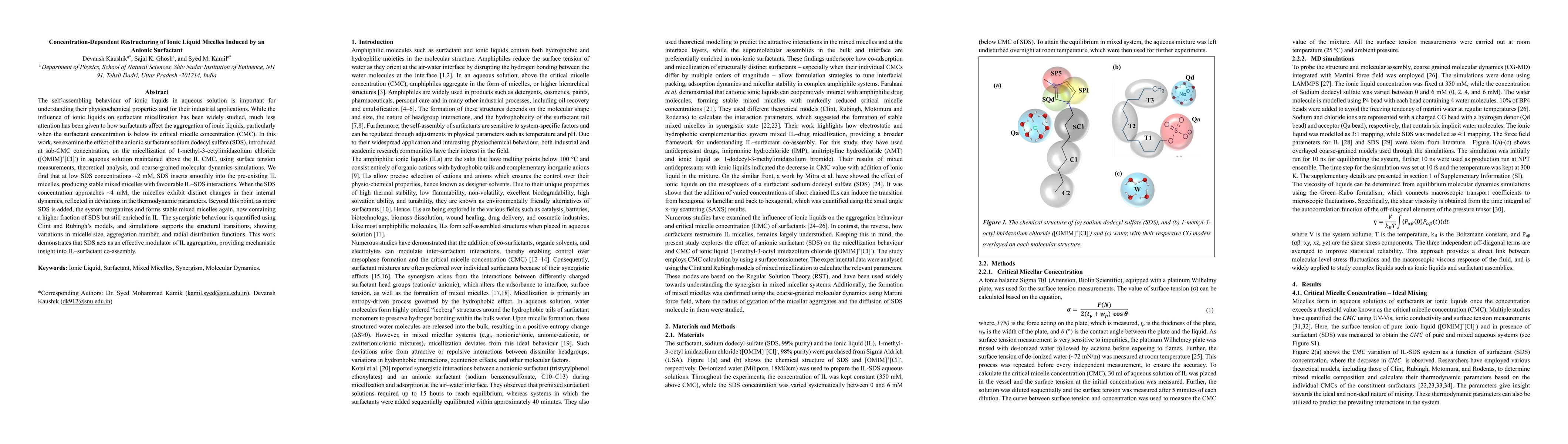 Thumbnail for Concentration-Dependent Restructuring of Ionic Liquid Micelles Induced by an Anionic Surfactant