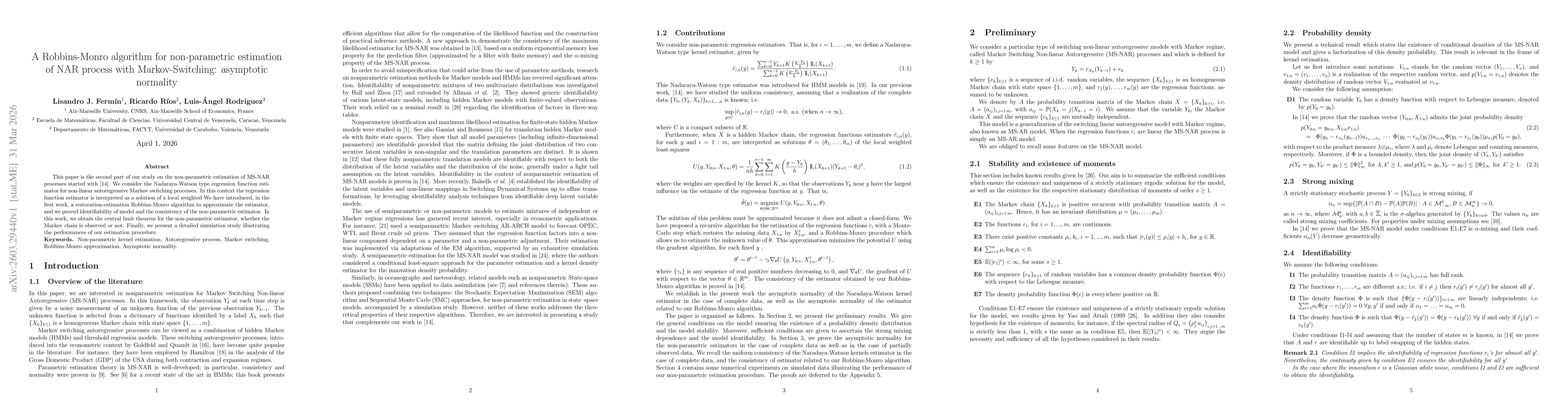 Thumbnail for A Robbins-Monro algorithm for non-parametric estimation of NAR process with Markov-Switching: asymptotic normality