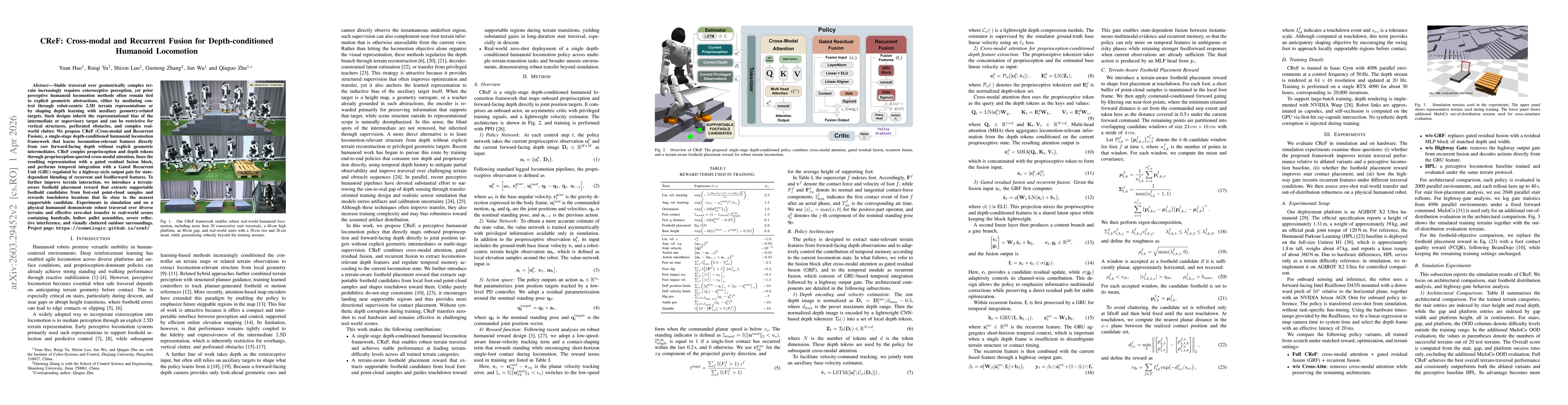 Thumbnail for CReF: Cross-modal and Recurrent Fusion for Depth-conditioned Humanoid Locomotion