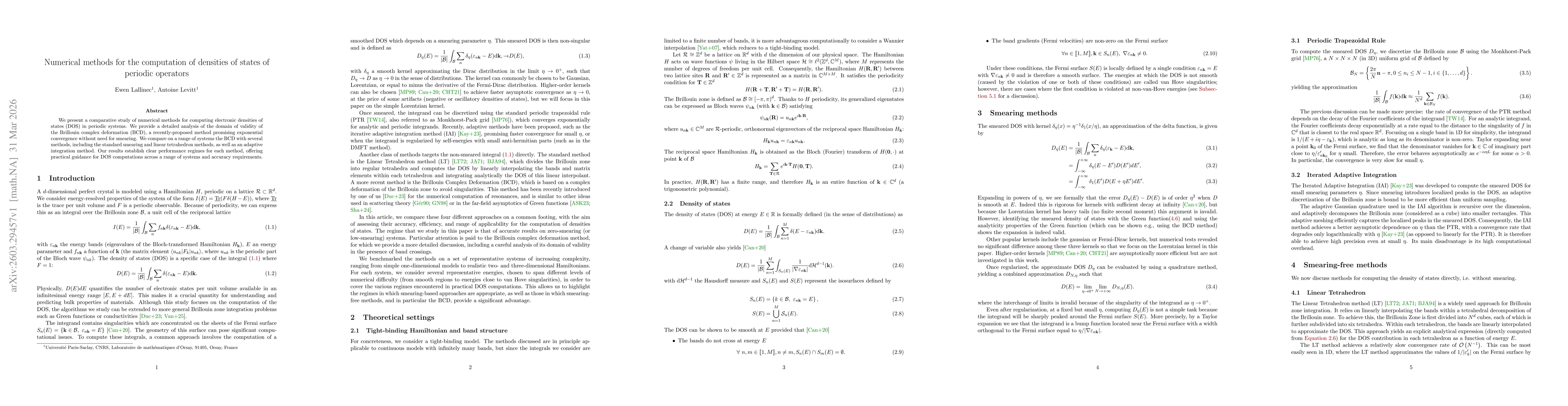 Thumbnail for Numerical methods for the computation of densities of states of periodic operators