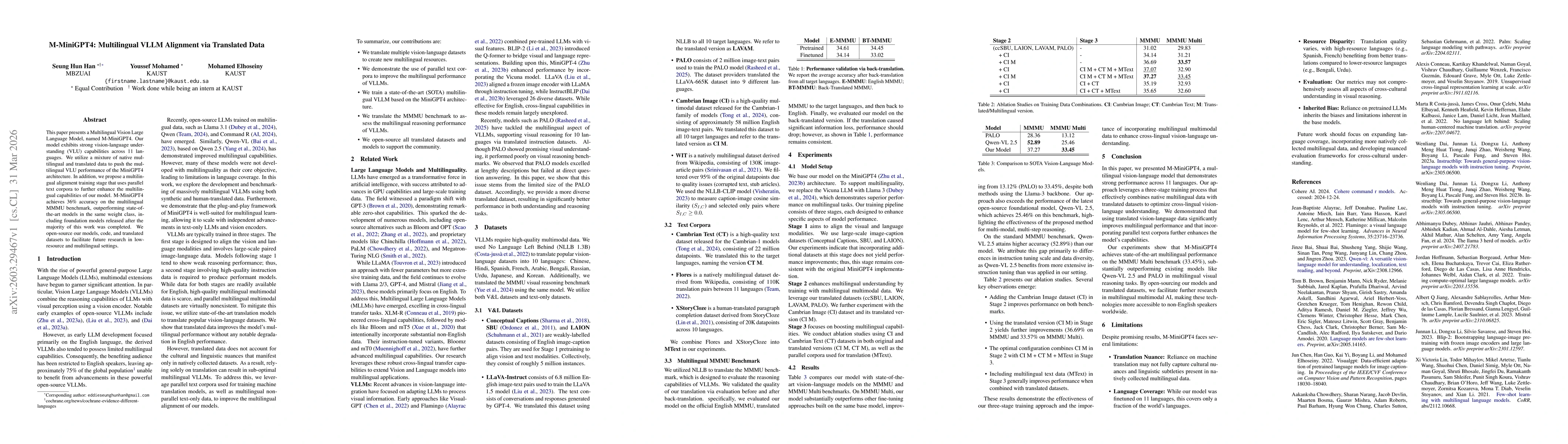 Thumbnail for M-MiniGPT4: Multilingual VLLM Alignment via Translated Data