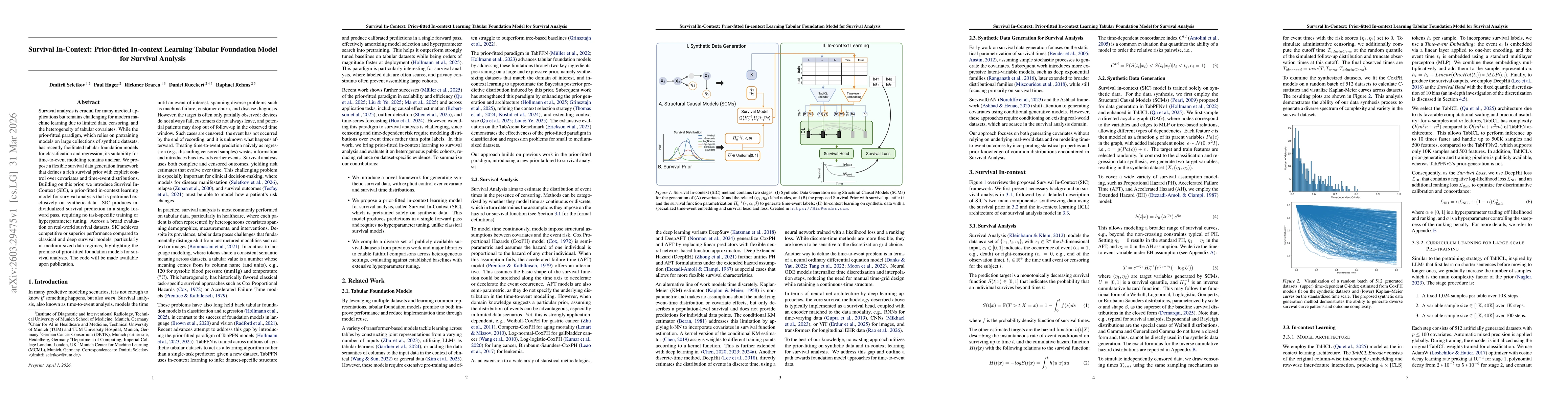 Thumbnail for Survival In-Context: Prior-fitted In-context Learning Tabular Foundation Model for Survival Analysis