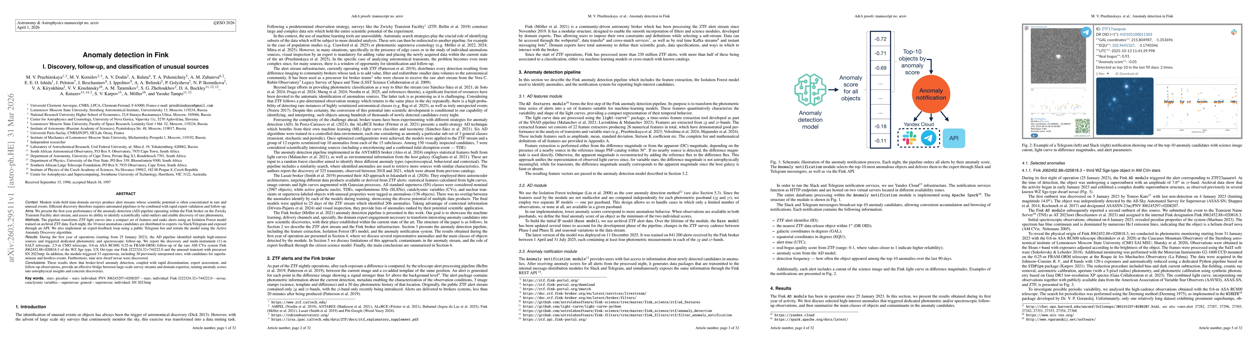 Thumbnail for Anomaly detection in Fink. I. Discovery, follow-up, and classification of unusual sources