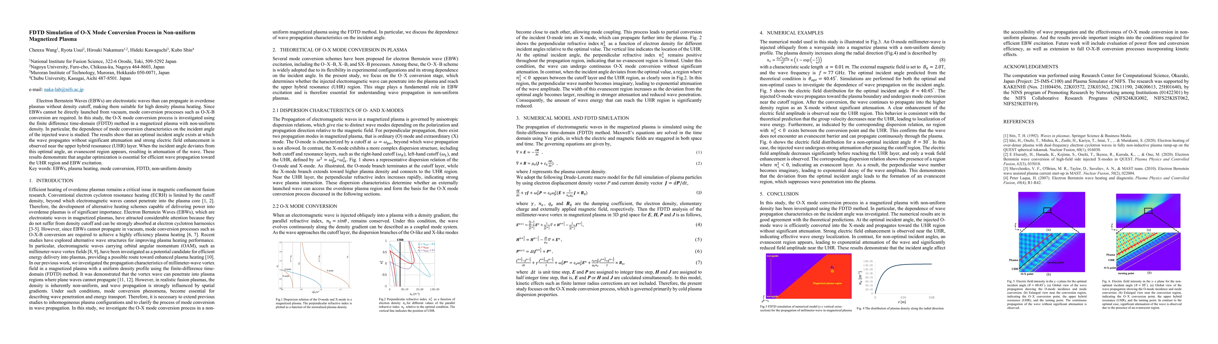 Thumbnail for FDTD Simulation of O-X Mode Conversion Process in Non-uniform Magnetized Plasma