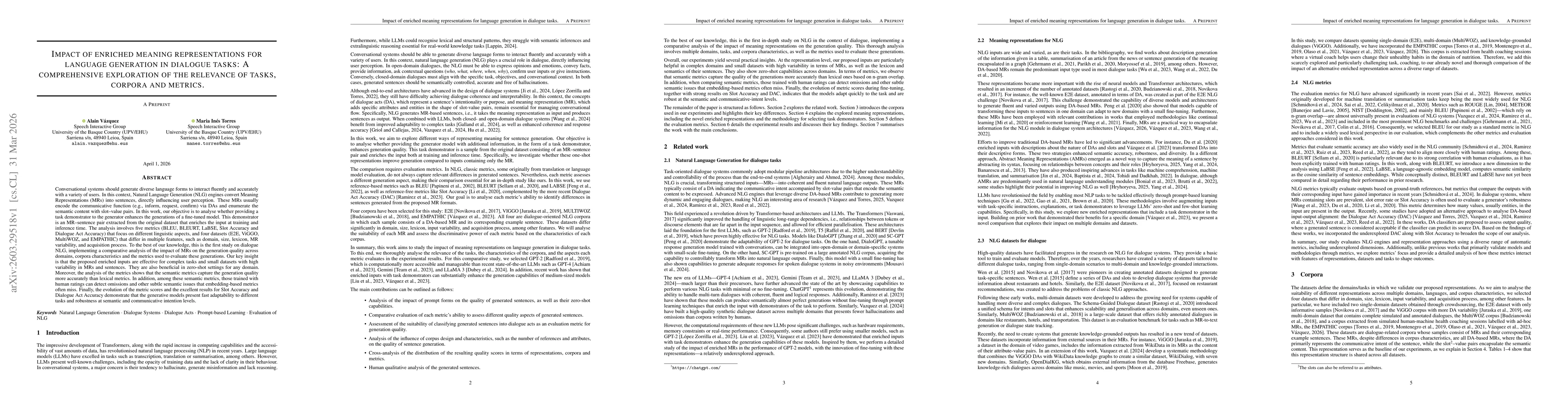 Thumbnail for Impact of enriched meaning representations for language generation in dialogue tasks: A comprehensive exploration of the relevance of tasks, corpora and metrics