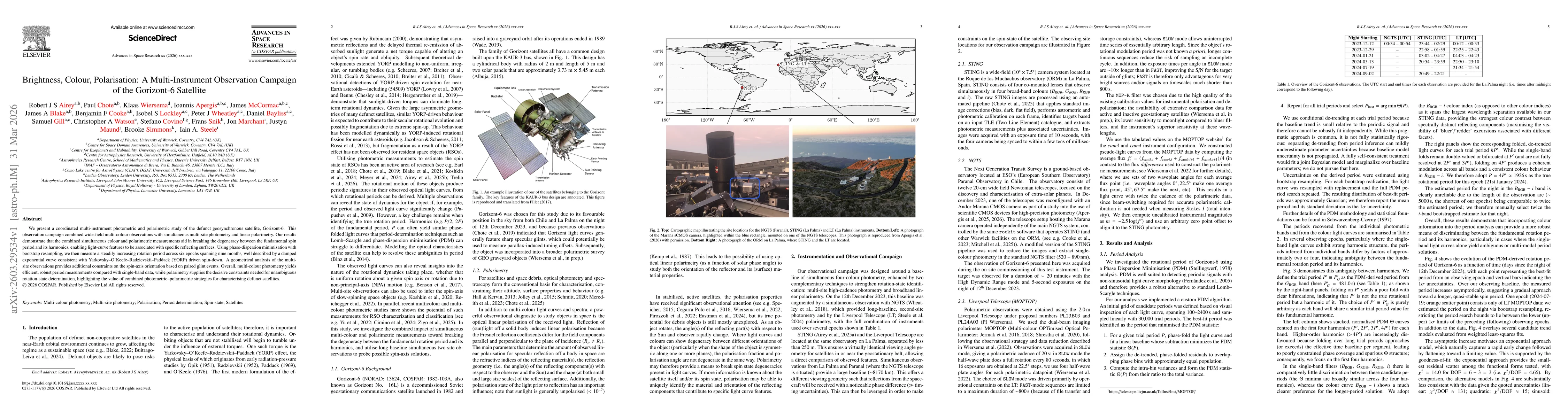 Thumbnail for Brightness, Colour, Polarisation: A Multi-Instrument Observation Campaign of the Gorizont-6 Satellite
