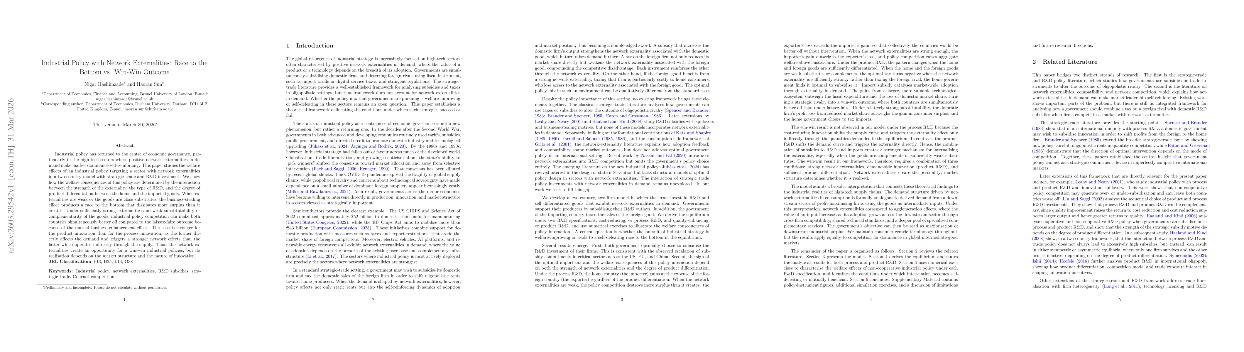 Thumbnail for Industrial Policy with Network Externalities: Race to the Bottom vs. Win-Win Outcome