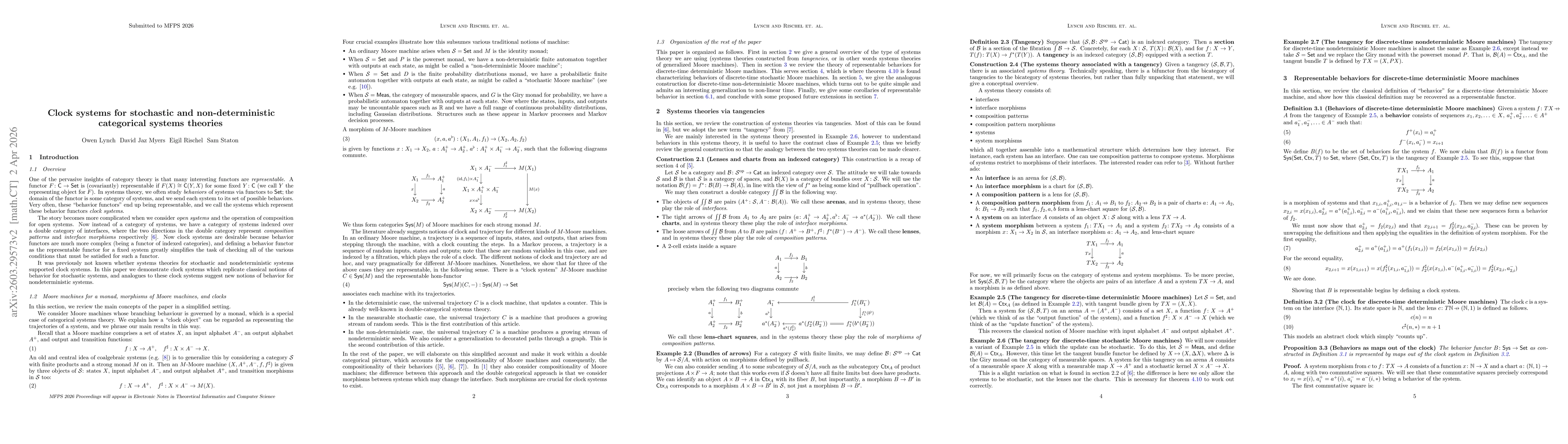 Thumbnail for Clock systems for stochastic and non-deterministic categorical systems theories