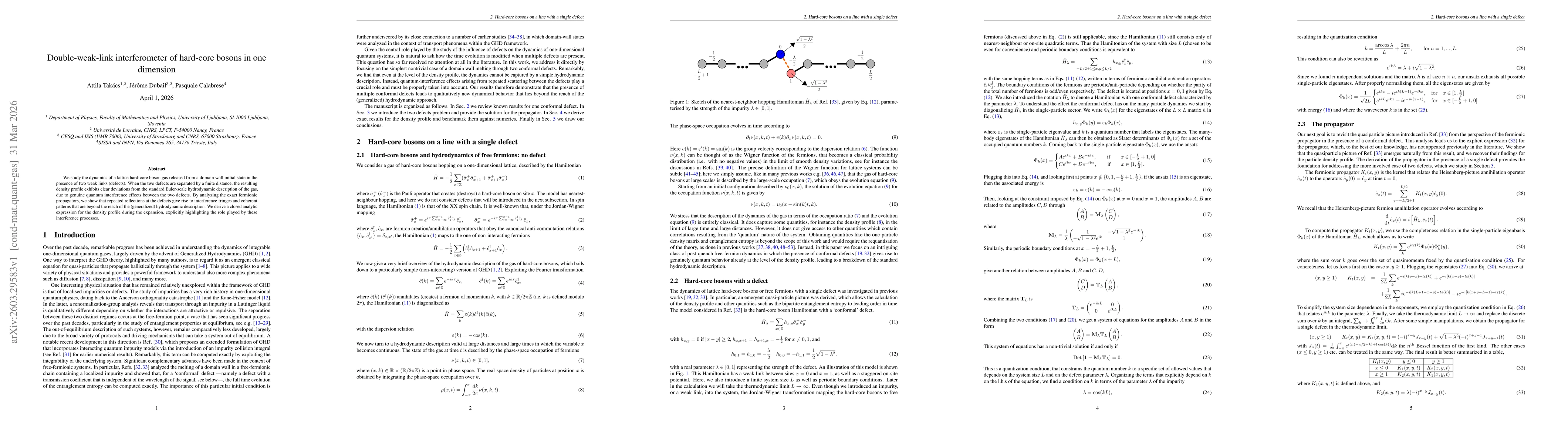 Thumbnail for Double-weak-link interferometer of hard-core bosons in one dimension
