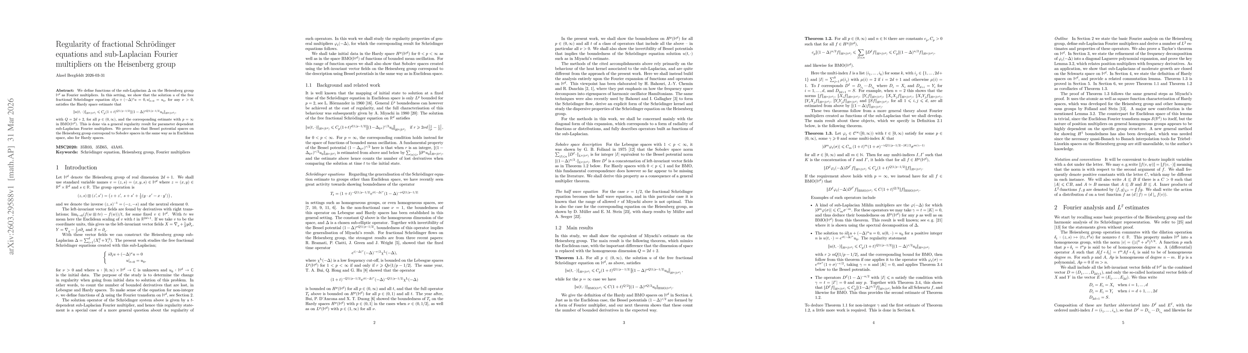 Thumbnail for Regularity of fractional Schrödinger equations and sub-Laplacian multipliers on the Heisenberg group