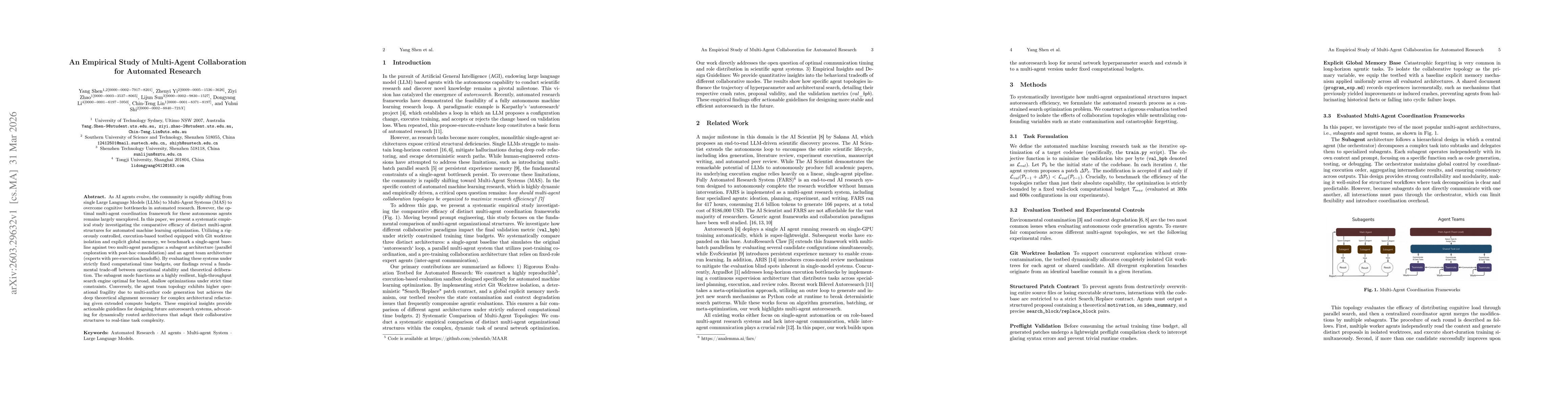 Thumbnail for An Empirical Study of Multi-Agent Collaboration for Automated Research